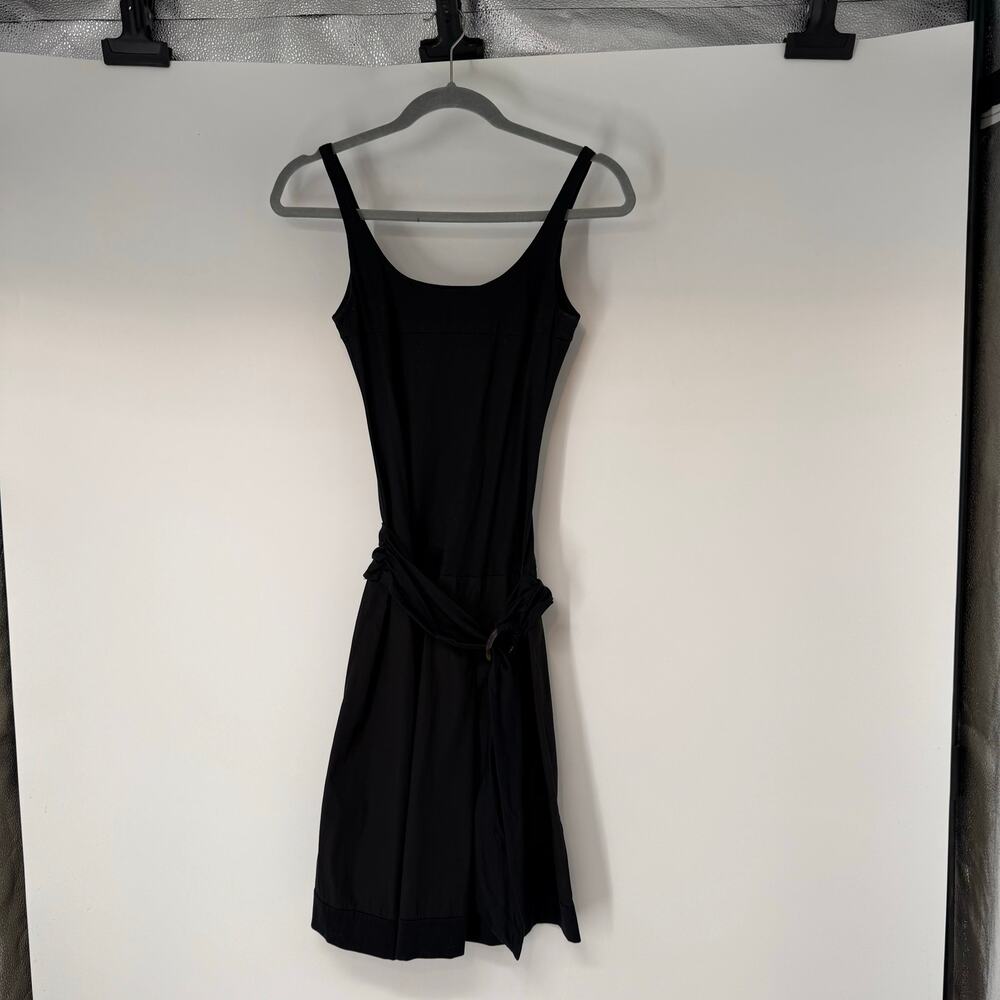 Paule Ka Cotton Blend Dress Womens 36 Black Sleeveless Scoop Neck Belted